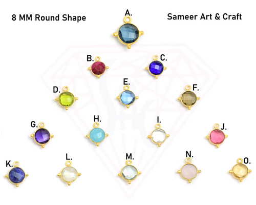 Multi Gemstone Round Shape Beze Connector