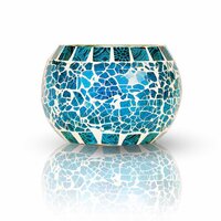 Glass Tea light Holder with T light Candle for festival Decoration Glass 1 - Cup Tea light Holder Set  Multicolour Mosiac 14