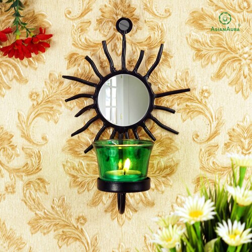 Candle Holder For Birthday Diwali Decoration For Home Room Bedroom And Bathroom Iron Glass Candle Holder Asmetl013