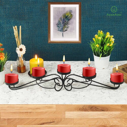 Candle Holder for Birthday Diwali Decoration for Home Room Bedroom and Bathroom Iron Glass Candle Holder ASMETL017