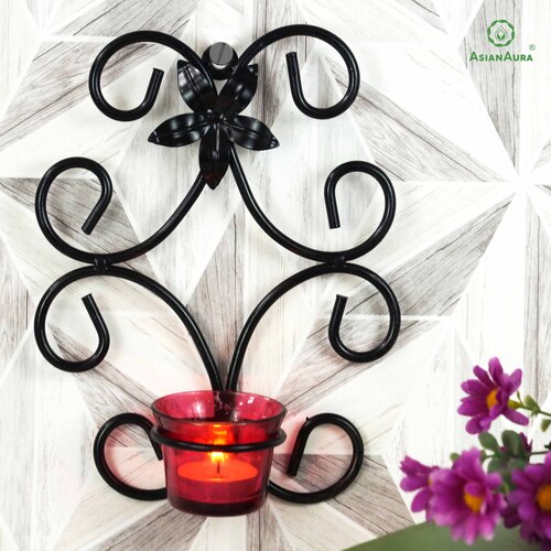 Candle Holder for Birthday Diwali Decoration for Home Room Bedroom and Bathroom Iron Glass Candle Holder ASMETL020