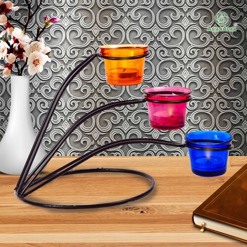 Candle Holder For Birthday Diwali Decoration For Home Room Bedroom And Bathroom Iron Glass Candle Holder Asmetl022