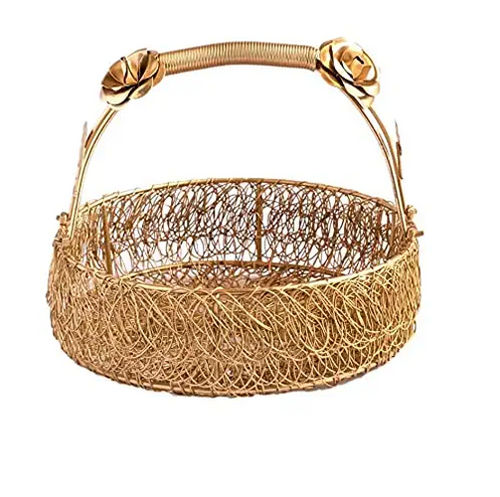 Metal Wire Diwali Gifting Basket Round Shape