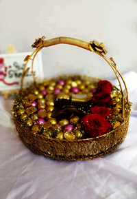 Metal Wire Diwali Gifting Basket Round Shape