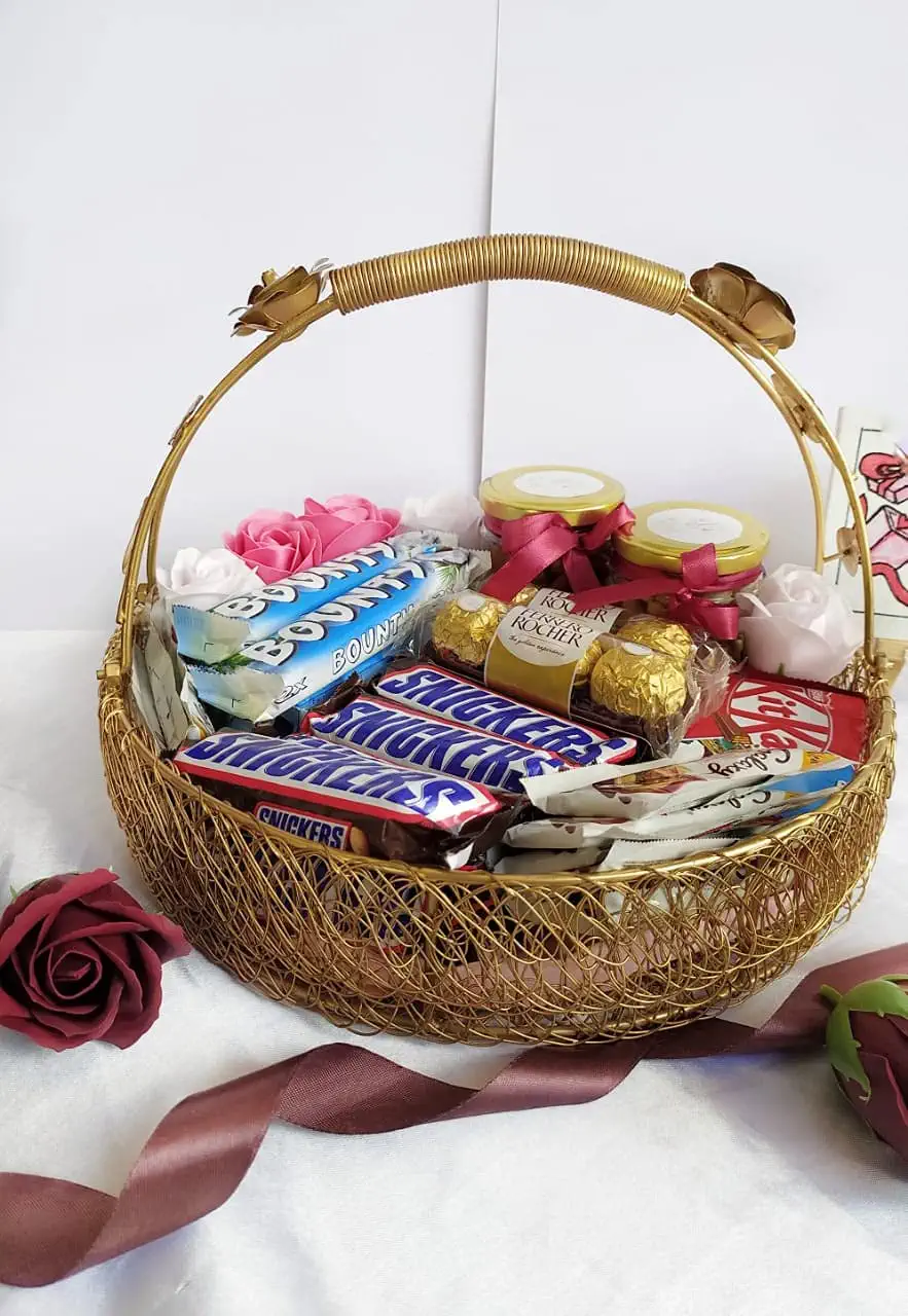 Metal Wire Diwali Gifting Basket Round Shape