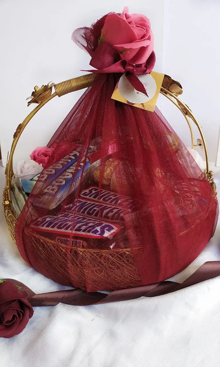 Metal Wire Diwali Gifting Basket Round Shape