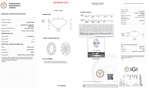 Oval 2.25ct G VS1 Certified CVD Lab Grown Diamond 496115866 E268