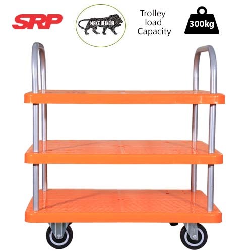 3 Layer Plastic Platform Trolley without border