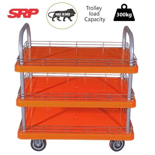 3 Layer Plastic Platform Trolley with Border