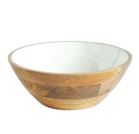 Mango wood bowl enamel coated