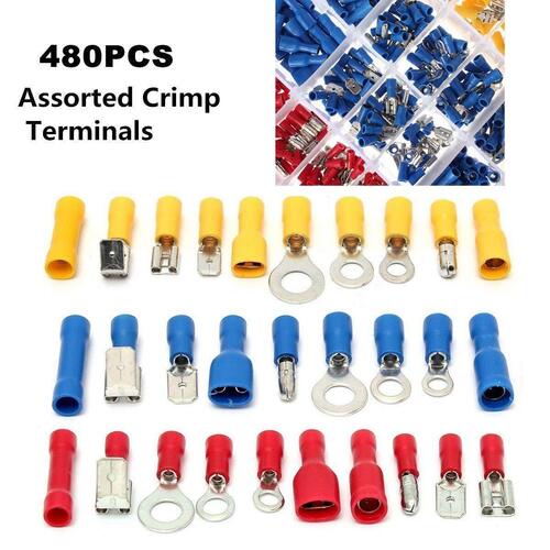 Wire Terminal Crimp Connectors 480 Pcs 12Size Assorted Mixed Assorted Lug Kit
