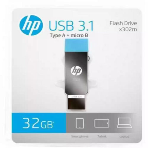 HP  32GB  USB 3.1 TYPE A PLUS MICRO  B    302M PENDRIVE