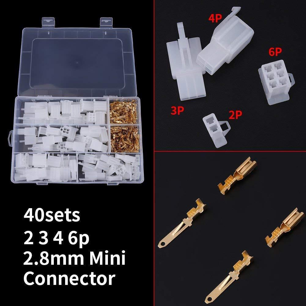 380pcs 2.8mm 2 3 4 6 Way Wire Connectors Housing Terminal Female  Male Kit