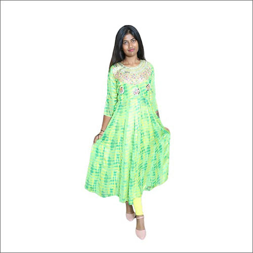 Washable Green Anarkali Kurti