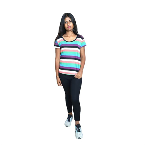 Multi Color Lining T Shirt Gender: Female
