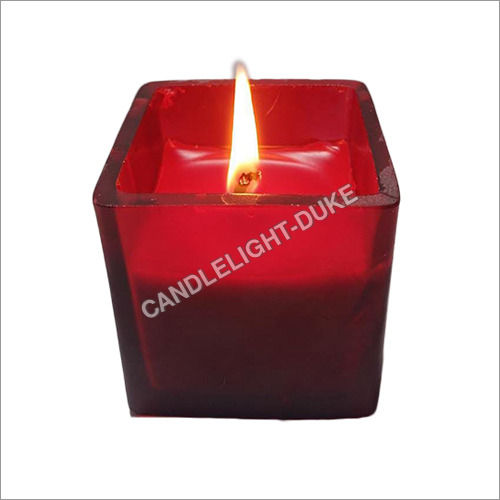 Red Frost Glass Square Shots Jar Candle