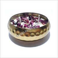 White Metal Bowl Candle