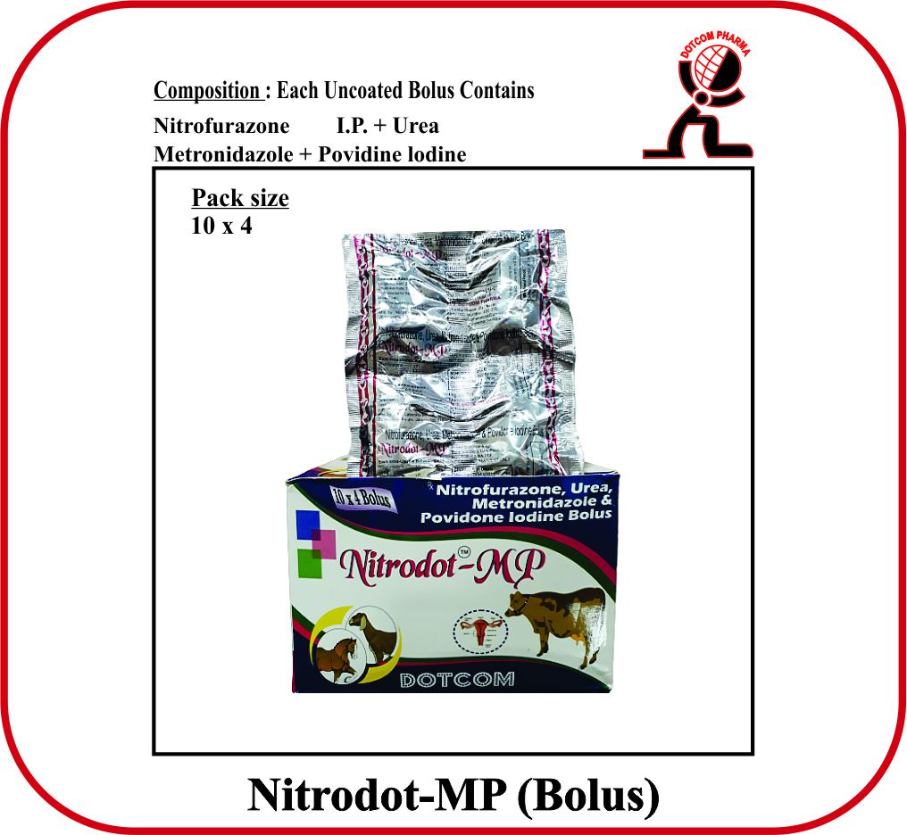 Nitrofurazone Urea Metronidazole And Povidine Iodine Bolus Brand - NITRODOT-MP