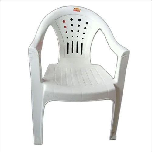 White 20 Inch Plastic Armrest Chair