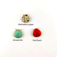 Gemstone Heart Shape Pendant - 16mm Faceted Heart 2 Loop Gemstone Vermeil Gold Bezel Pendant