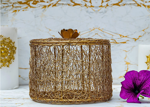 Metal Wire Gifting Box Round Shape