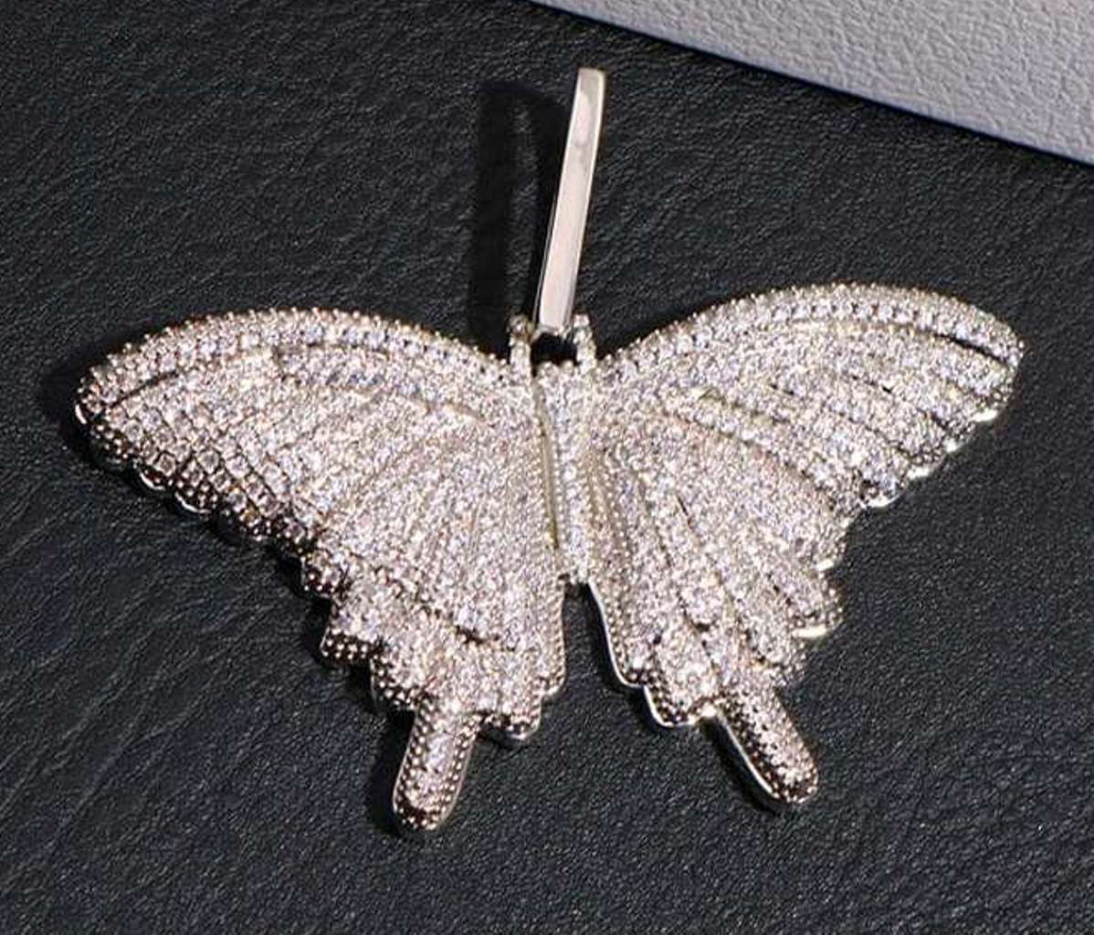 Butterfly Diamond Pendant In Lab Grown Diamond In 10K White Gold