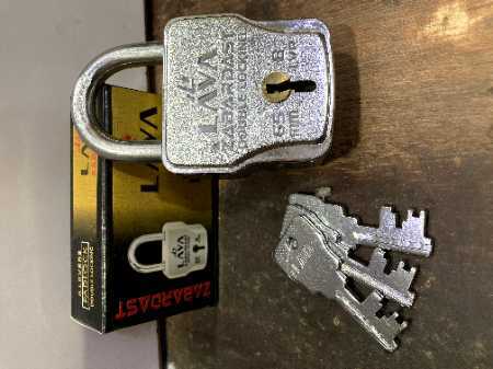 8 Lever Door Padlock - Iron Long Shackle, Chrome Silver Finish | Double Locking System, 3 Keys, Designed for Industrial and Commercial Use