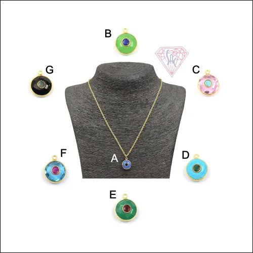 Multi Gemstone Round Shape Eye Pendant