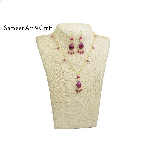 Natural Dyed Ruby Gemstone Necklace Set