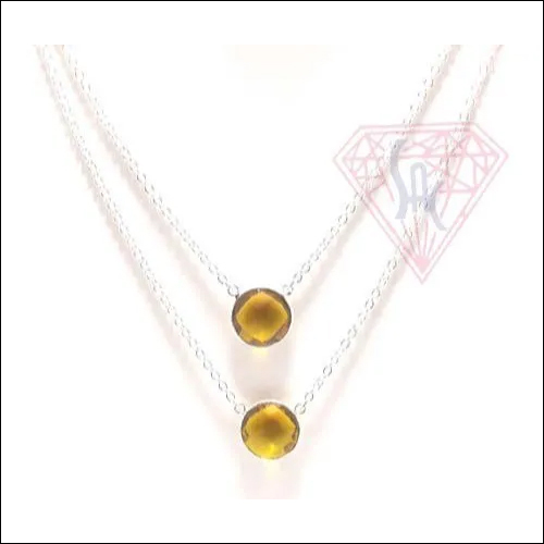 Smoky Quartz Bezel Necklace With Gold Plated