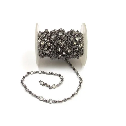 Cubic Zircon Gemstone Bezel Chain Size: 4 X 4 Mm