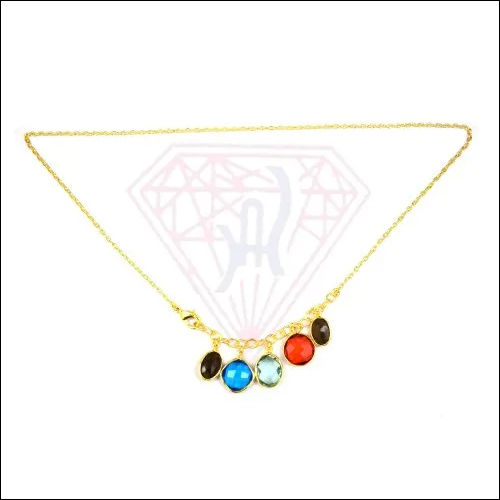 Buy Blue Multi Gemstone Necklace Pendant in 14k Real Gold | Chordia Jewels