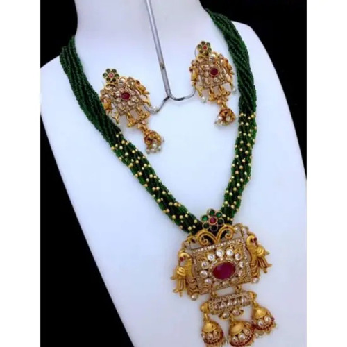 Green Elite Moti Mala Ad Pendal Jewellery Set