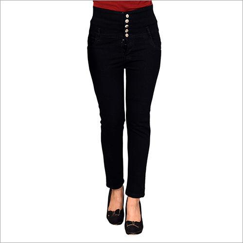 5 Button Black Jeans