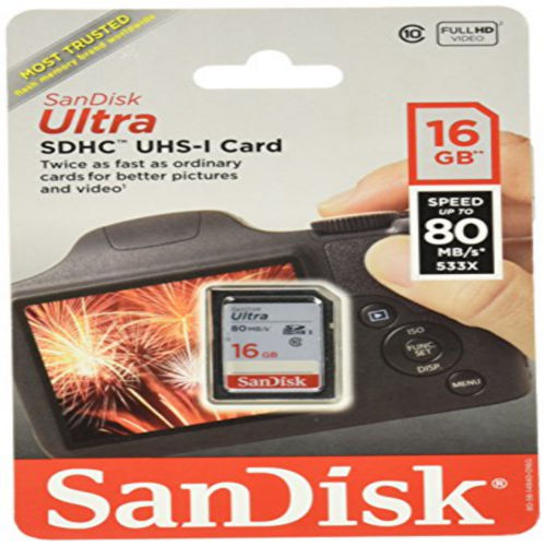 SANDISK ULTRA 16GB 80MBS SD CARD