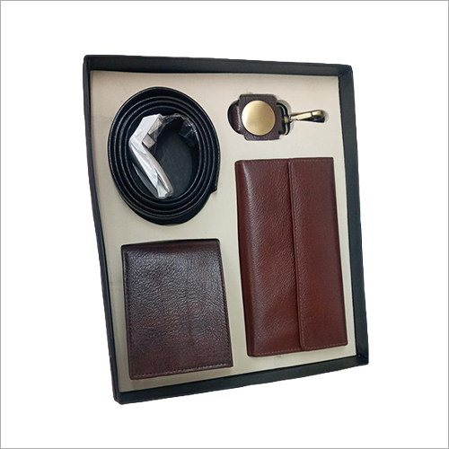 Personalized Leather Gift Set - Leather Construction, Brown Color | Elegant Plain Design for Thoughtful Gifting