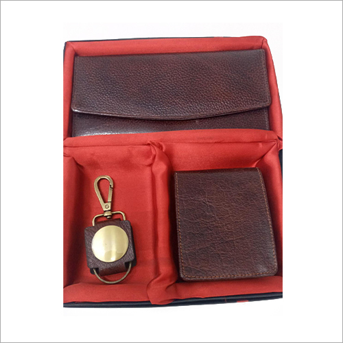 Brown 3 In 1 Leather Gift Set