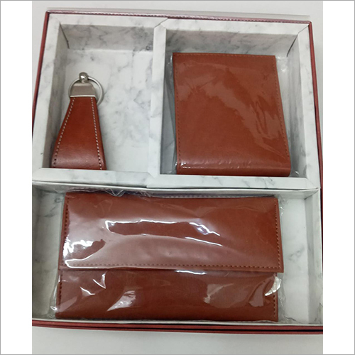 Luxury Leather Gift Set - Genuine Leather, Plain Design | Rich Brown Tone, Elegant Gift Choice