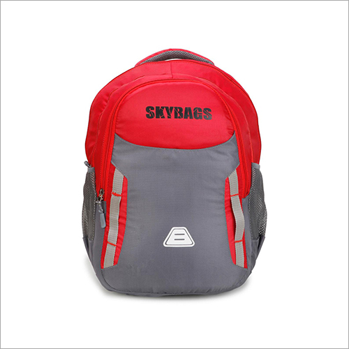 Red And Grey Nylon Backpack