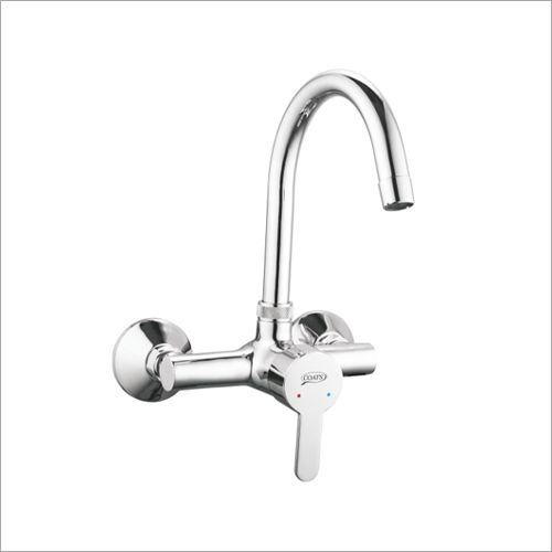 Silver Single Lever Sink Mixer Wall Waterfall