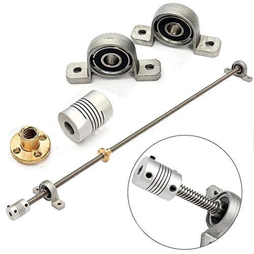 T8 Lead Screw 100mm 8mm Brass Copper Nut With KP08 Bearing Bracket And 5 X 25 X 8 mm Flexible Coupling For 3D Printer
