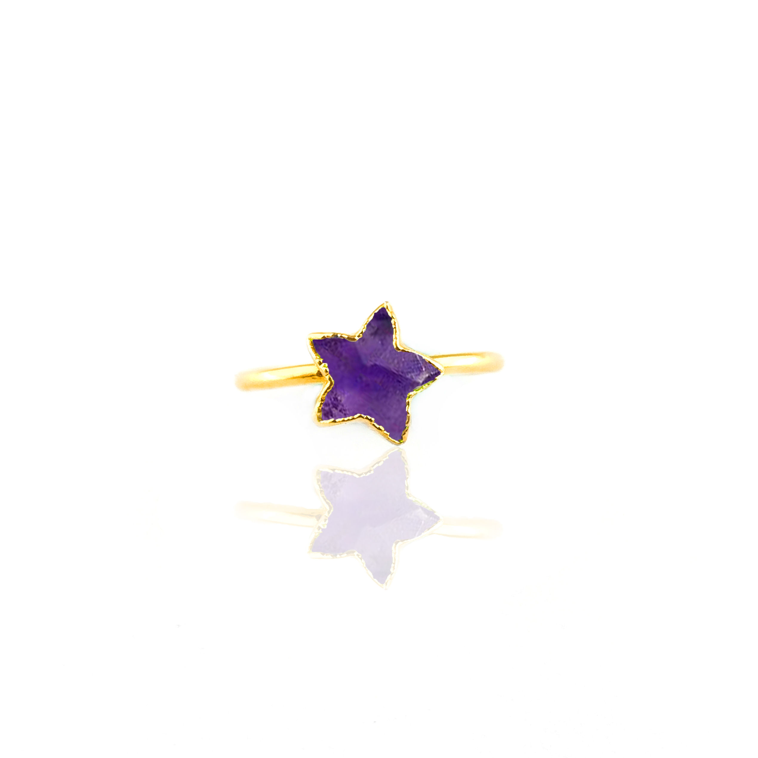 Star Shape Gemstone Rings 10mm Faceted Star Gemstone Gold Vermeil Rings 925 Silver Band Rings For Women