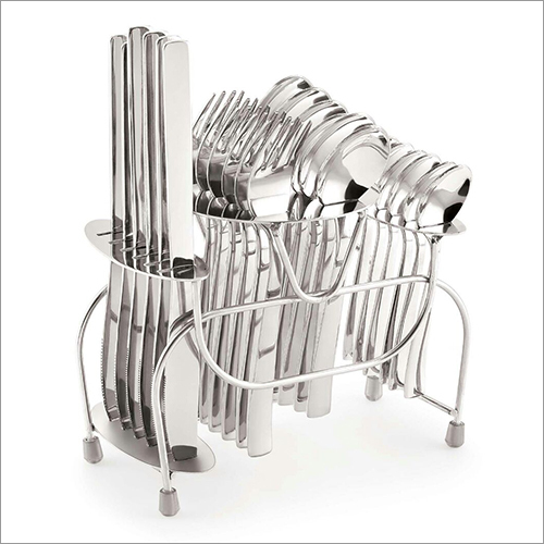 Silver 24 Pcs Cutlery Set With Stand