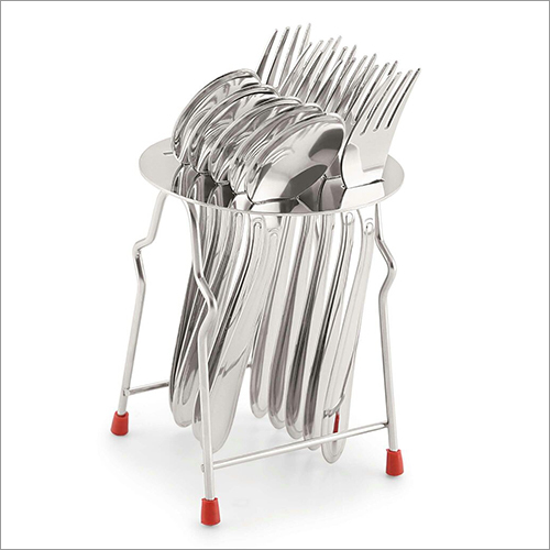 12 Pcs Cutlery Set With Stand - Stainless Steel, Mirror Finish, Silver Color | Attractive Design, Food-Grade Rust Resistant Quality