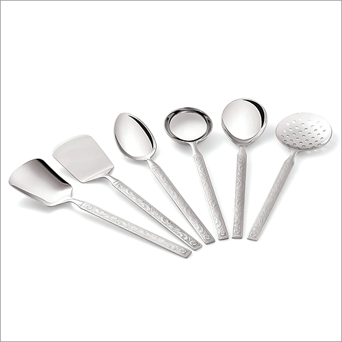 Fragrance Serving Spoon Set - Stainless Steel, 10 Inch , Attractive Design, Mirror Finish, Glossy Surface, Corrosion Resistant, 6-Piece Cutlery