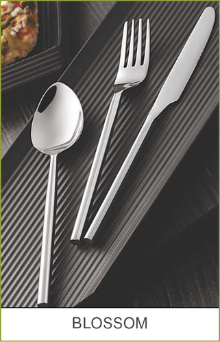 Blossom Rod Cutlery Set - Stainless Steel SS 202 Silver Color Cylindrical Shape | Mirror Finish Attractive Design 6-Piece Collection
