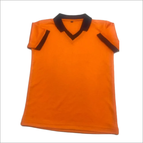 Mens Orange Sports T Shirt - Cotton Material | Designed for Adults, Lightweight for Comfort During Activities