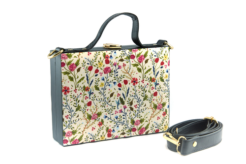 Multi floral and leaf printed mdf box bag