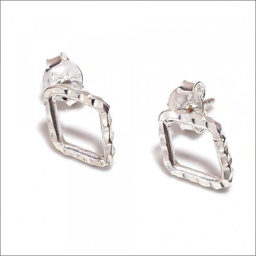 Designer 925 Sterling Silver Hammered Stud Earrings - Gender: Women