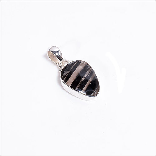 Black Lace Obsidian Rose Cut Gemstone 925 Sterling Silver Pendant - Gender: Women